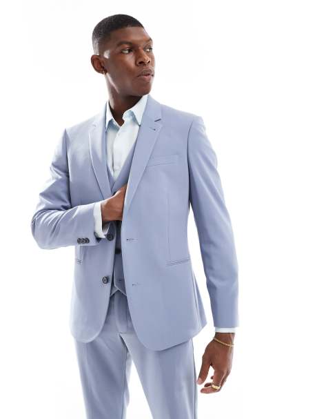 ASOS DESIGN skinny suit jacket in dusty blue - view 1