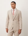 [ASOS DESIGN] ASOS DESIGN skinny suit jacket in ecru-White Chest 36 Short Ecru