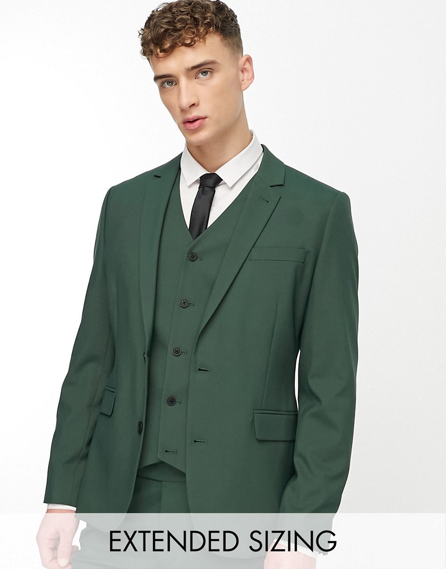 ASOS DESIGN skinny suit jacket in forest green