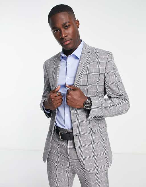 ASOS DESIGN skinny suit jacket in gray check