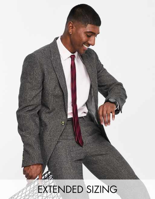 ASOS DESIGN skinny suit jacket in gray nep texture