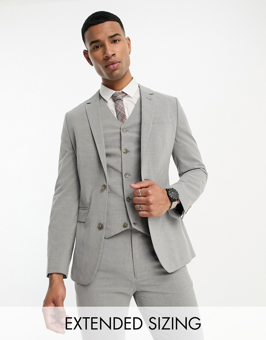 Asos Design Super Skinny Suit Jacket In Mid Gray-grey