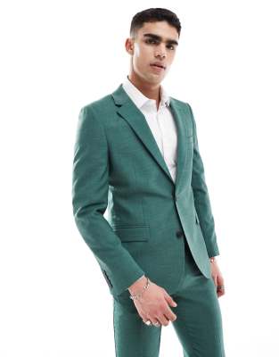 ASOS DESIGN skinny suit jacket in green crosshatch