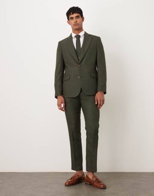 ASOS DESIGN skinny suit jacket in green microtexture, 3 of 5