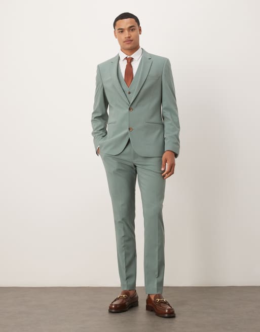 ASOS DESIGN skinny suit jacket in green