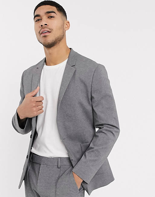 ASOS DESIGN skinny suit jacket in grey jersey | ASOS