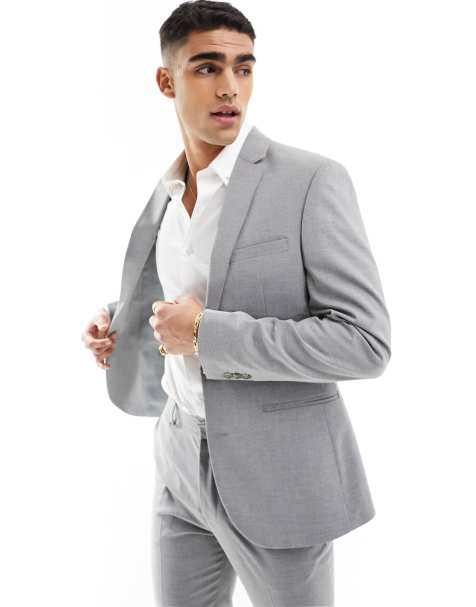 ASOS DESIGN skinny suit jacket in grey - view 1