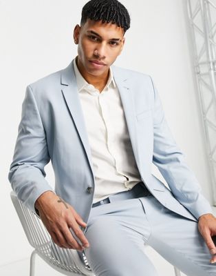 ASOS DESIGN skinny suit jacket in icy blue - ASOS Price Checker