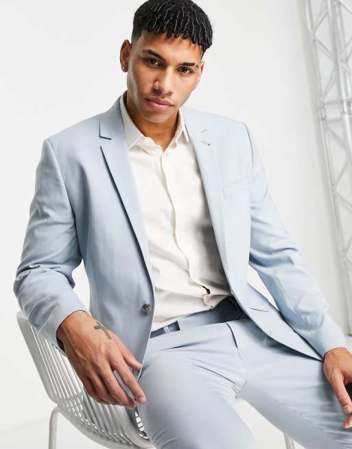 ASOS DESIGN skinny suit jacket in icy blue | ASOS