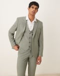 [ASOS DESIGN] ASOS DESIGN skinny suit jacket in khaki cross hatch-Green Chest 42 Regular KHAKI