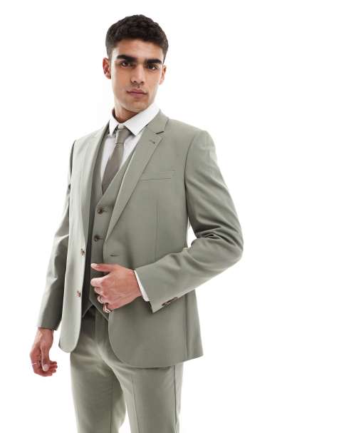 ASOS DESIGN skinny suit jacket in khaki - view 1
