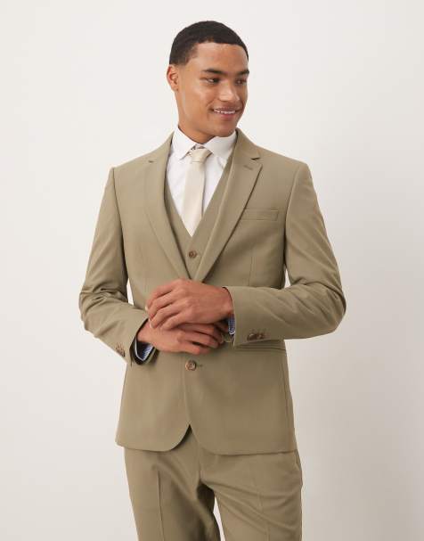 ASOS DESIGN skinny suit jacket in khaki - view 1