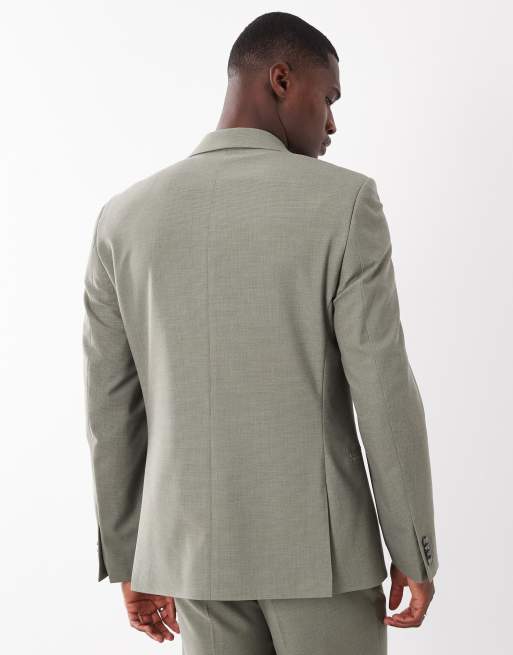 ASOS DESIGN skinny suit jacket in light green micro check, 5 of 5