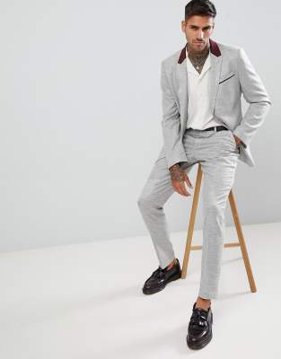 light grey skinny suit