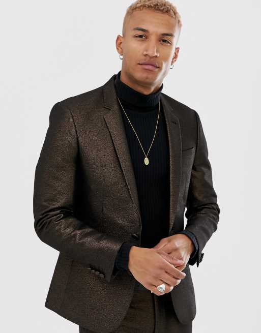 ASOS DESIGN skinny suit jacket in metallic | ASOS