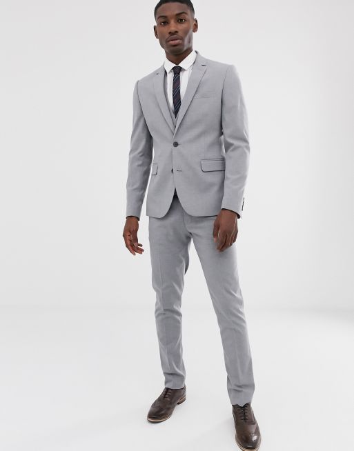 ASOS DESIGN skinny suit jacket in mid gray