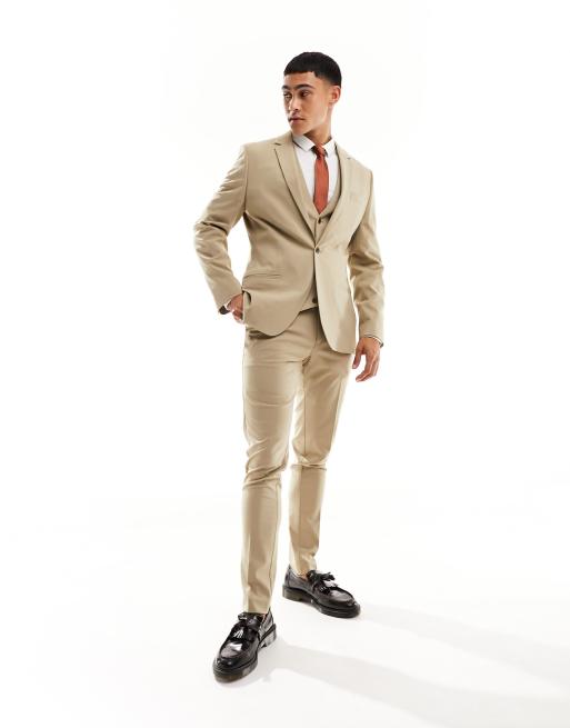 ASOS DESIGN skinny suit jacket in neutral ASOS