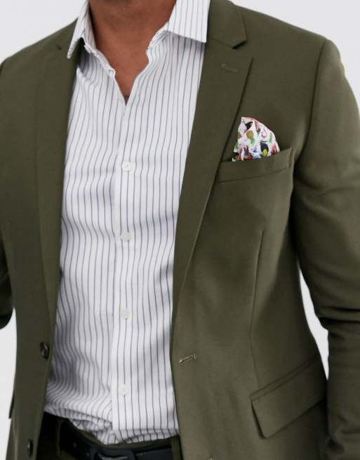 Mens olive green 2025 suit jacket