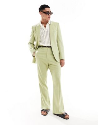ASOS DESIGN skinny suit jacket in sage green wool mix