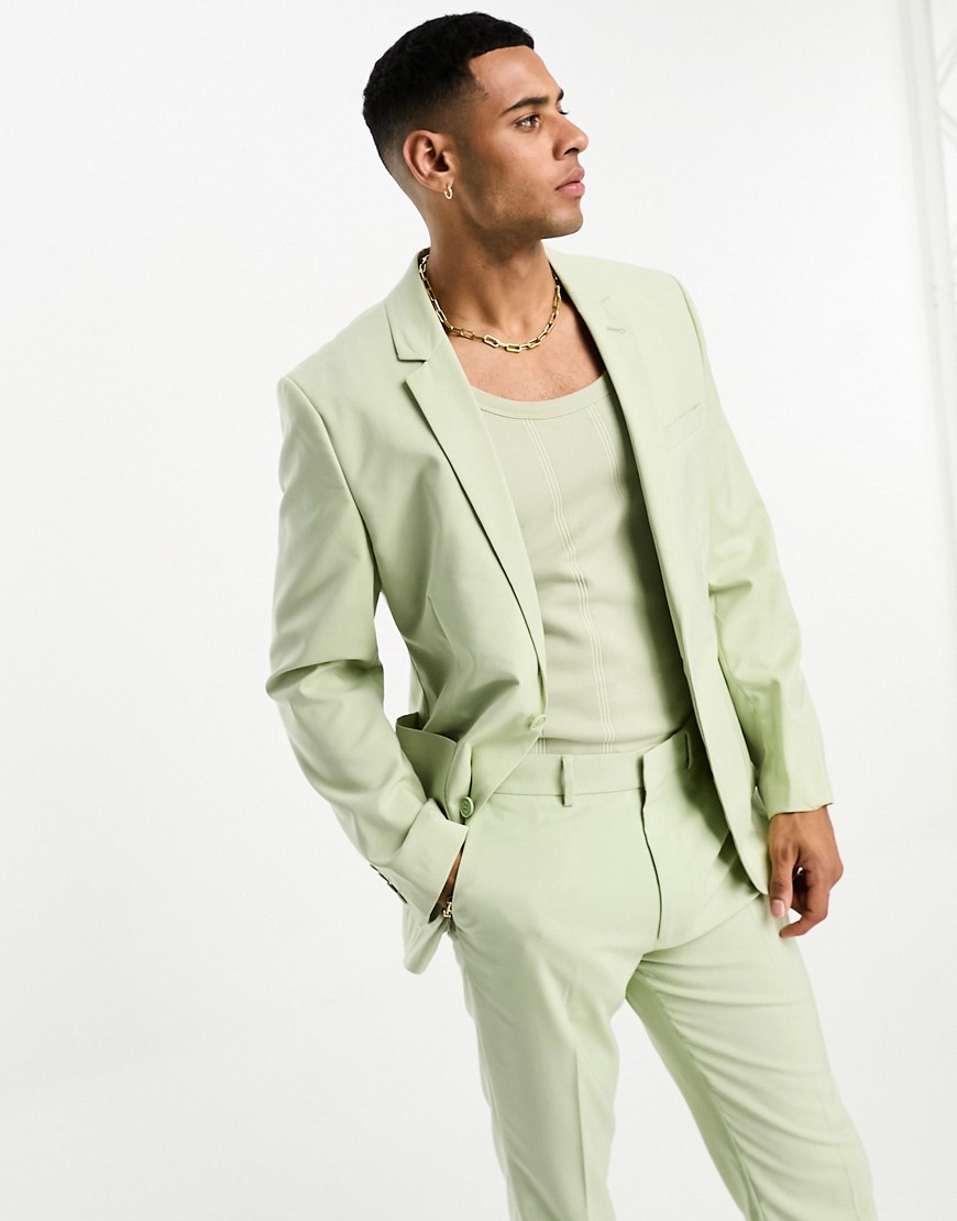 ASOS DESIGN skinny suit jacket in pale green