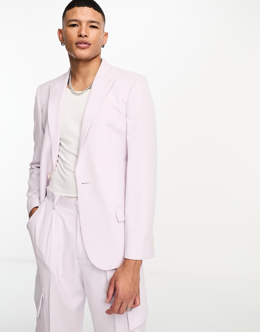 ASOS DESIGN skinny suit jacket in pale pink
