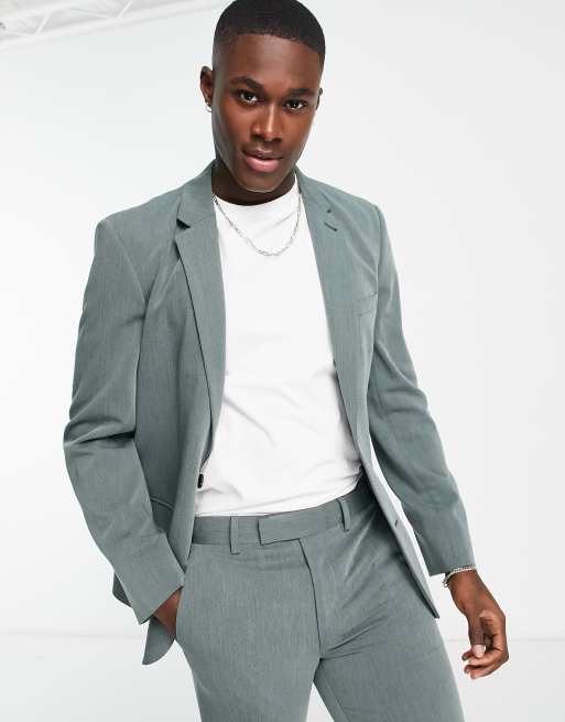 ASOS DESIGN suit with belt in gray twill