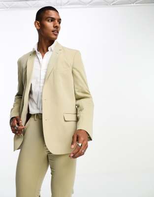 ASOS DESIGN skinny suit jacket in peached twill in stone - ASOS Price Checker