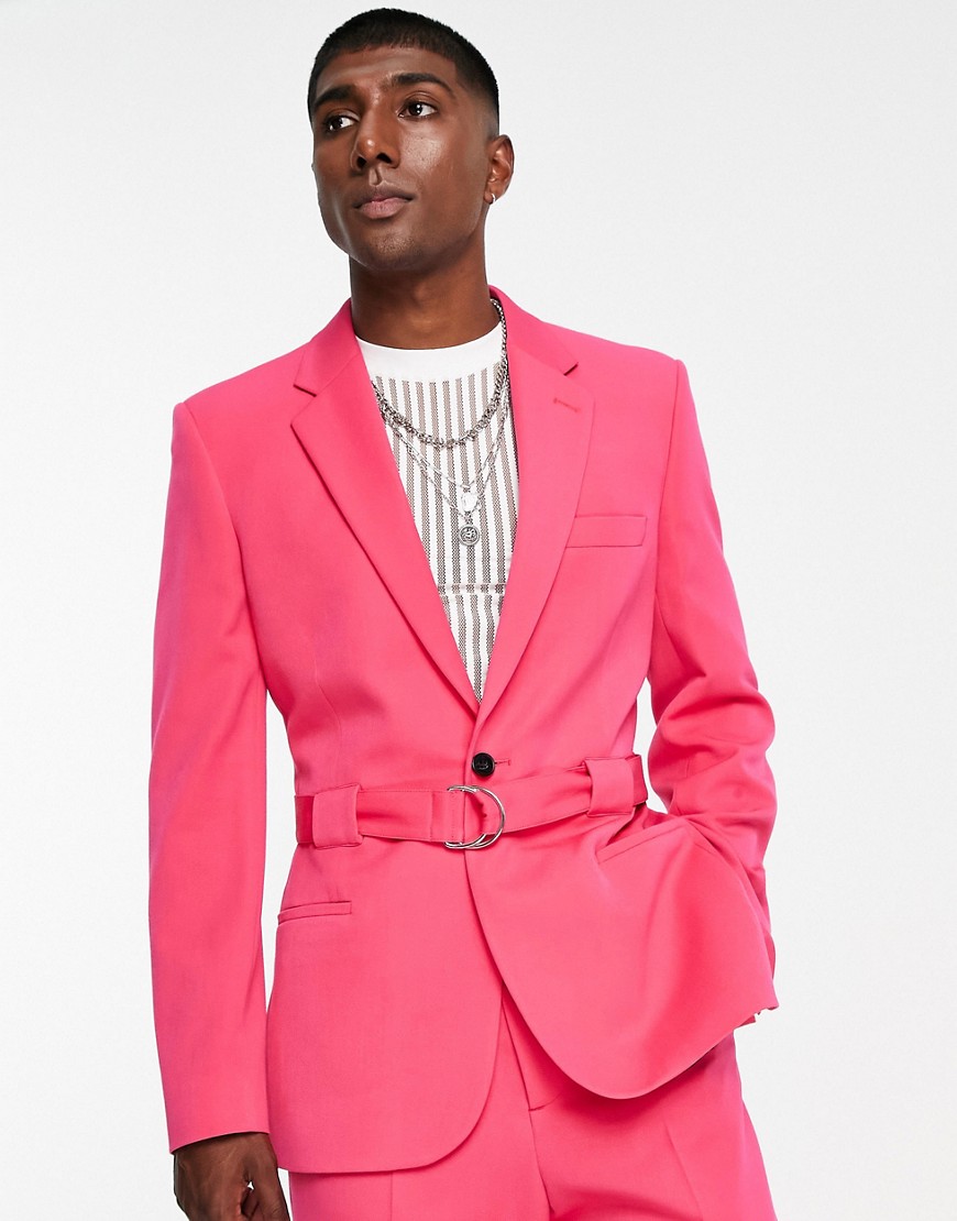 ASOS DESIGN skinny suit jacket in pink