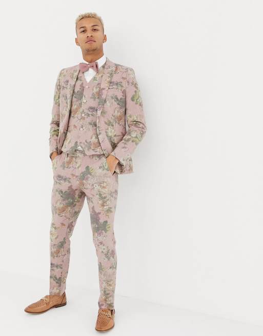 Asos pink shop floral suit