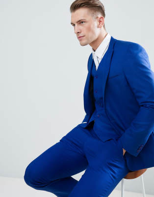 ASOS DESIGN skinny suit pants in royal blue