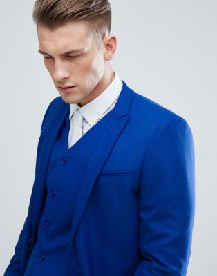 ASOS DESIGN skinny suit jacket in royal blue