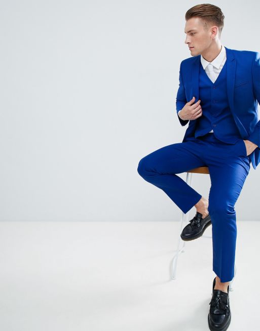 Blue skinny hot sale suit