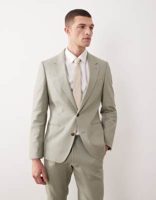 ASOS DESIGN skinny suit jacket in sage green linen rich sage 28790₽