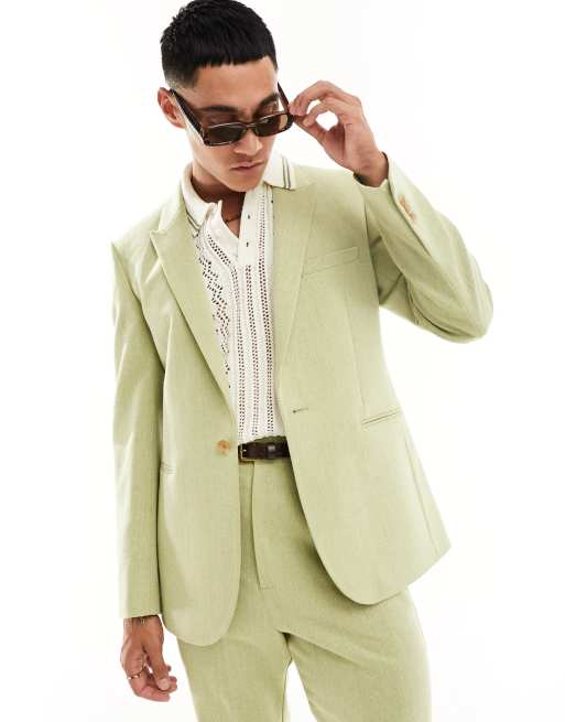 ASOS DESIGN skinny suit jacket in sage green wool mix ASOS