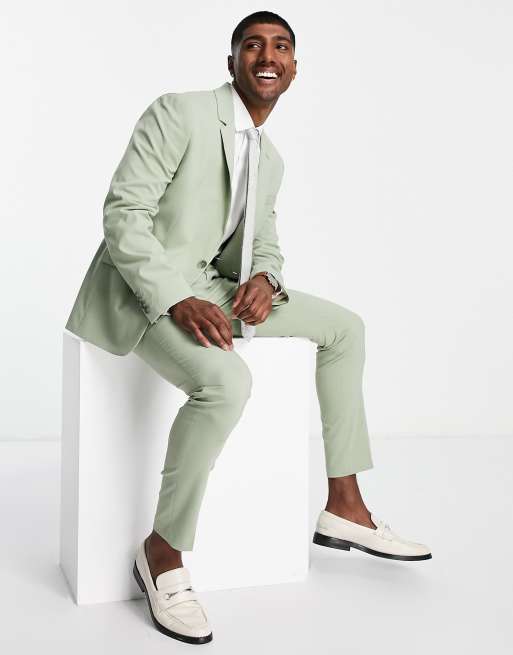 ASOS DESIGN slim tuxedo blazer in sage green