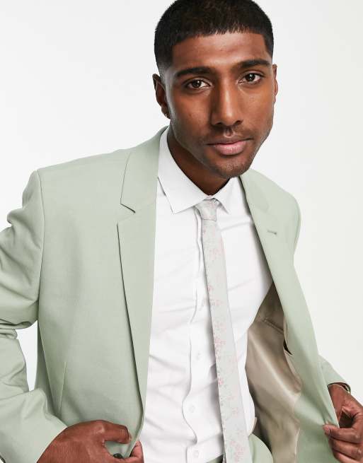 ASOS DESIGN slim tuxedo blazer in sage green