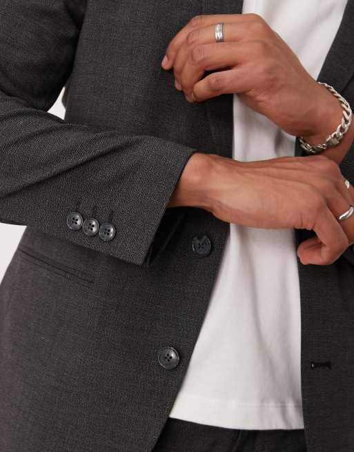 ASOS DESIGN skinny suit jacket in salt and pepper texture