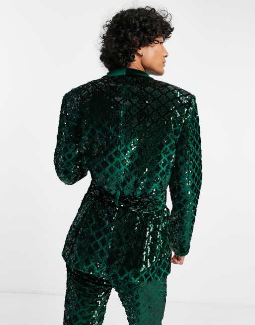 Green sequin jacket mens sale