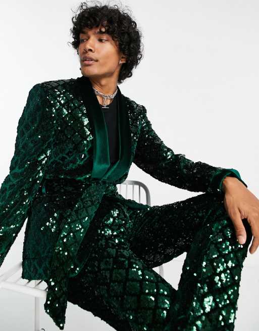 Asos green cheap velvet suit