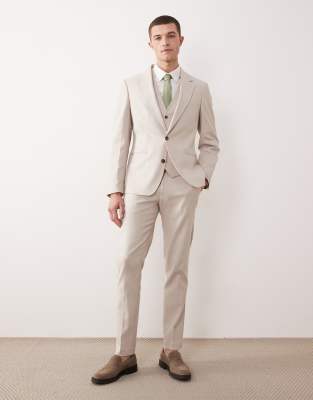 ASOS DESIGN skinny suit jacket in stone linen rich stone 28790₽