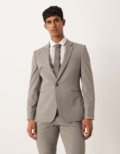 ASOS DESIGN skinny suit jacket in stone twill - view 1