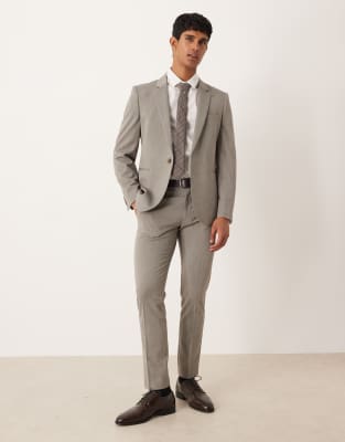 Asos Design Skinny Suit Jacket In Brown