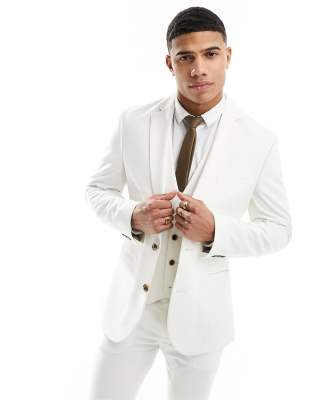 Asos Design Skinny Suit Jacket In Stone-neutral
