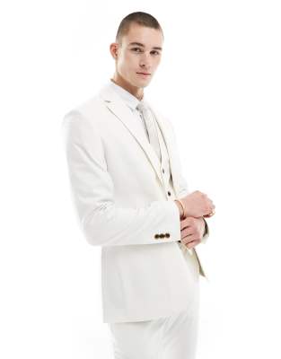 Asos Design Skinny Suit Jacket In Stone-neutral In Neutral