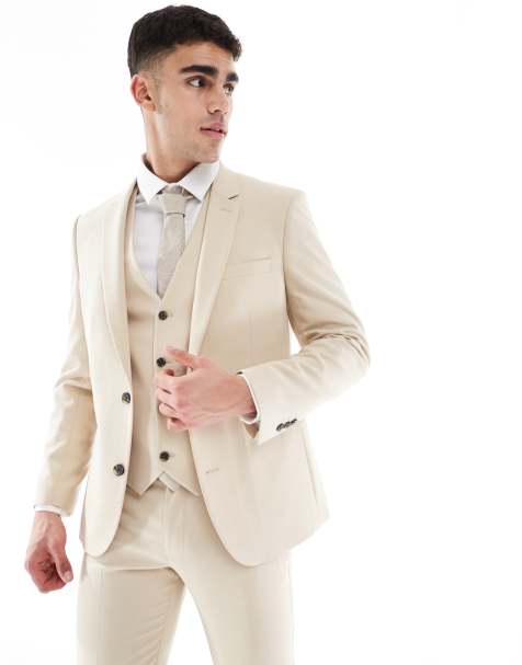ASOS DESIGN skinny suit jacket in stone - view 1