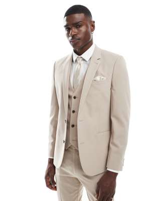 skinny suit jacket in stone-Neutral