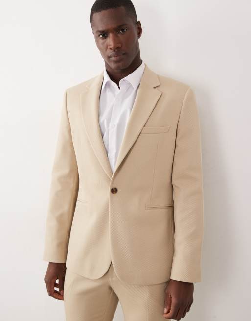 ASOS DESIGN skinny suit jacket in stone, 3 of 5