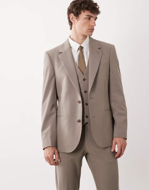 ASOS DESIGN skinny suit jacket in stone - view 1