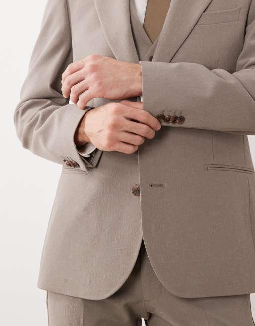 ASOS DESIGN skinny suit jacket in stone, 3 of 5