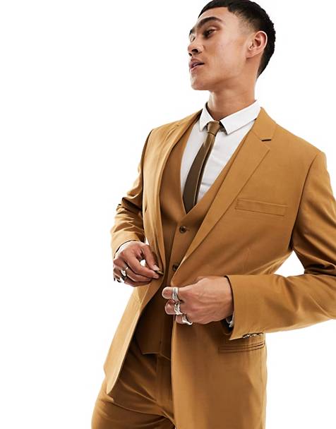 ASOS DESIGN skinny suit jacket in tobacco